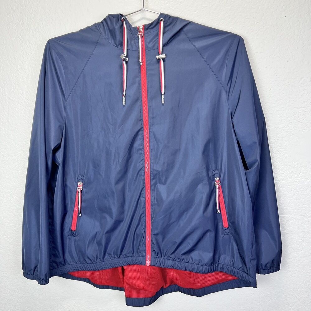 Tommy Hilfiger Woman Windbreaker Jacket Full Zip Hooded Outerwear Coat size XL